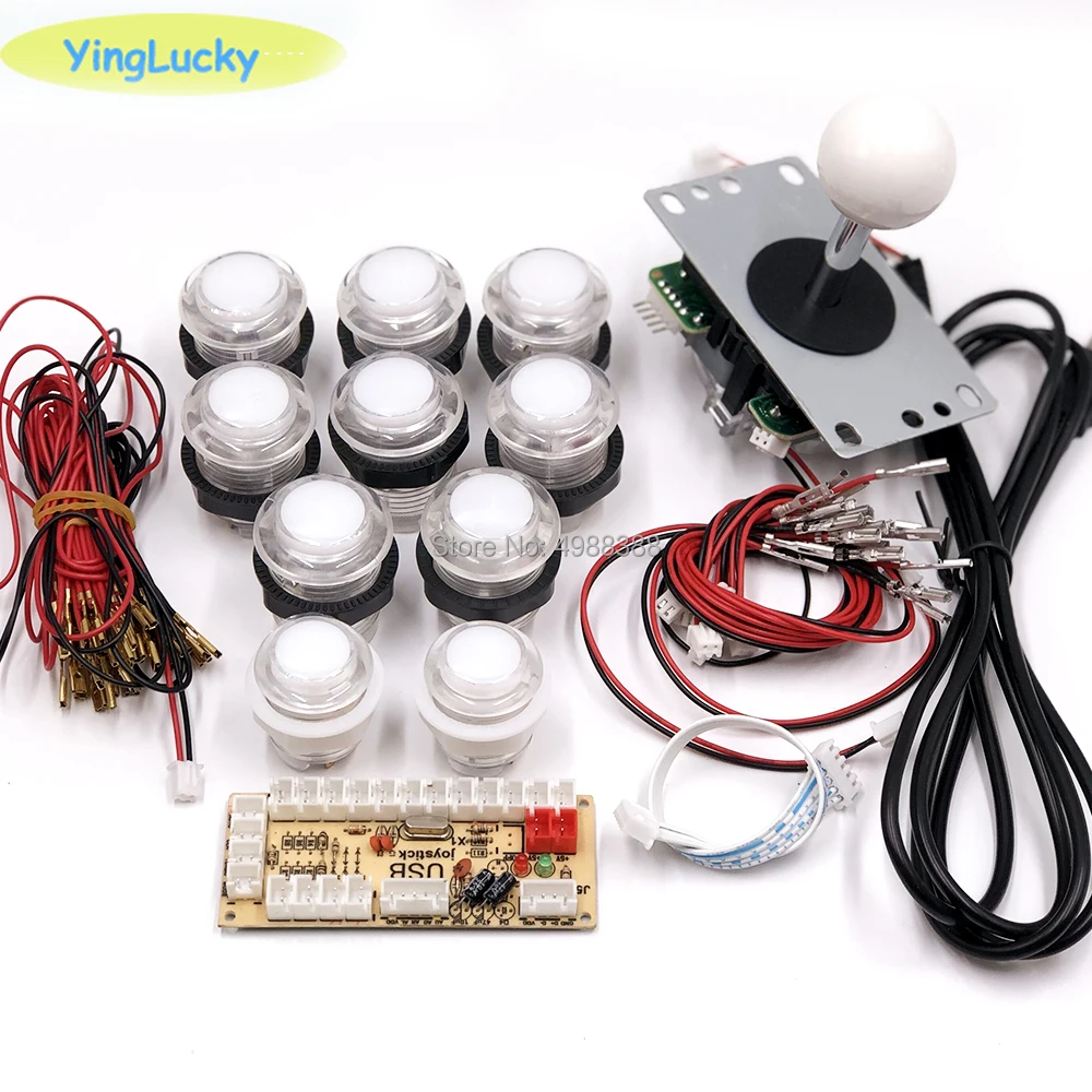 Yinglucky sanwa diy komplet 2 Igralcev DIY Arkadna Palčko igra Kompleti Z 20 LED Arkadna Gumbi na USB Kodirnik Kit arkadna