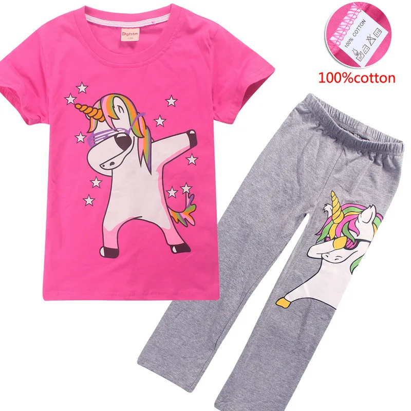 Otroci Samorog Harajuku Dabbing Pižamo za Dekleta Otrok Poletnih Oblačil Sleepwear Jojo Siwa Pijamas Unicornio Pižame pijamas