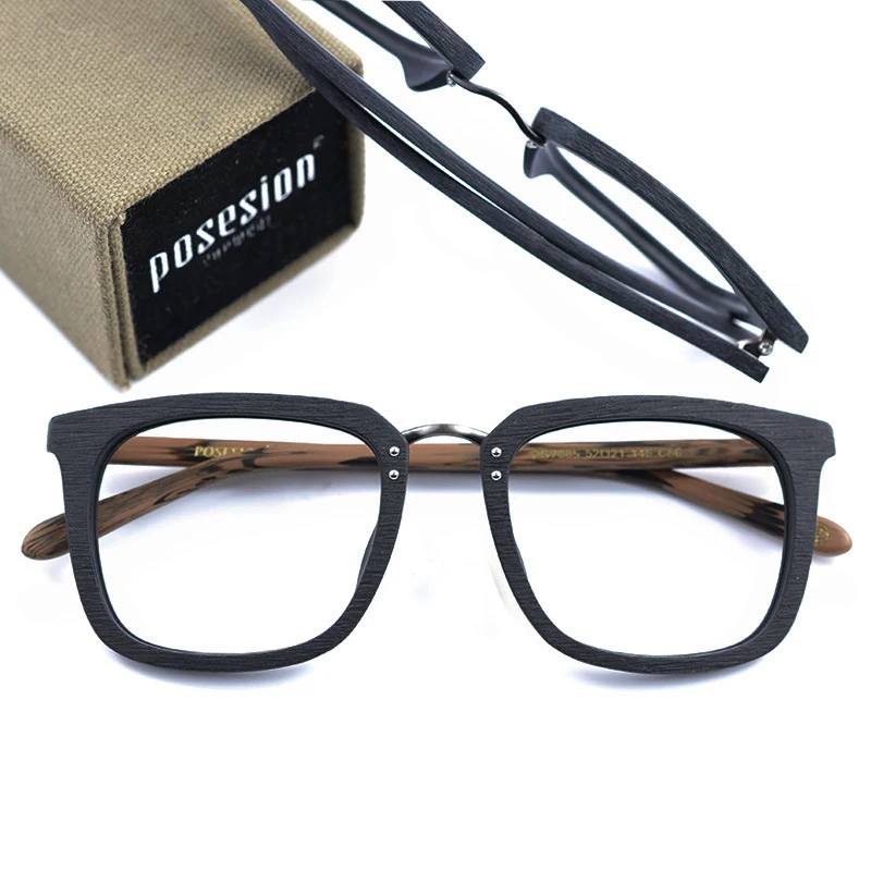 HDCRAFTER Lesa Očala Okvirji Moških Kvadratnih Kratkovidnost Recept Očala Okvir 2019 Moški Lesa Polno Optičnih Okvir Očal