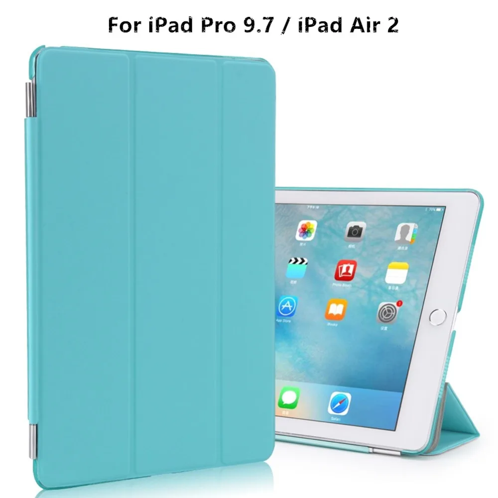 Za Apple iPad Pro 9.7 palčni / iPad Zraka 2 Smart Cover Primeru s Prosojno Motnega, Hard Back & Magnetni Trojno Zložljivi Pokrov