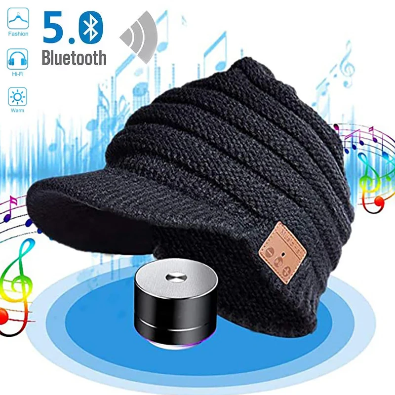 Moda Bluetooth 5.0 Glasbe Klobuk Brezžične Stereo Slušalke Toplo Predvajalnik Glasbe Z Mikrofonom za Prostoročno Chrsitmas Darila