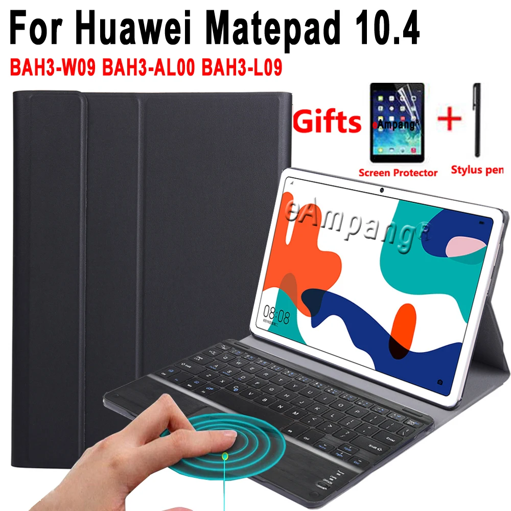 Sledilno Tipkovnico Primeru za Huawei Matepad 10.4 BAH3-W09 BAH3-AL00 BAH3-L09 Usnja Kritje Snemljiv Bluetooth sledilno ploščico Tipkovnico