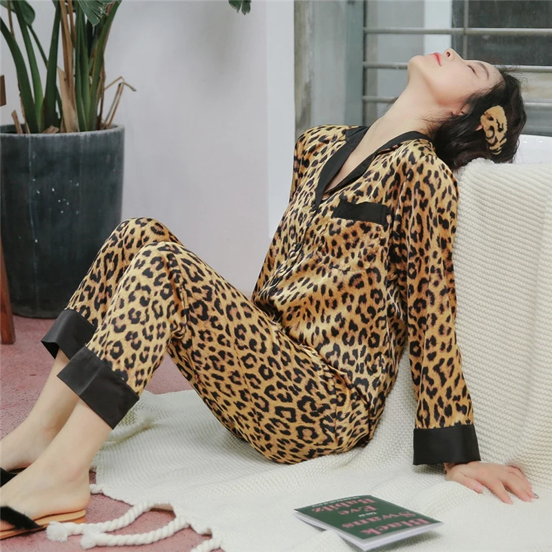 Seksi Pižamo Določa Letnik Leopard Sleepwear More Perilo, Tiskano Negliže Vrhovi Rastlin, spalne Srajce Plus Velikost XXL Hišna Obleke