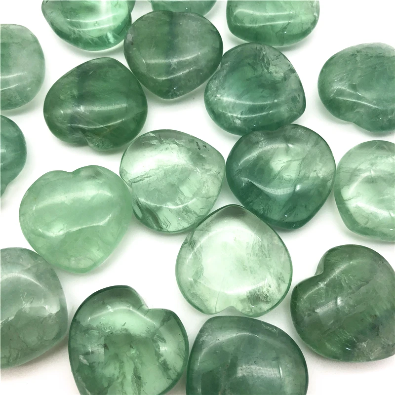 1pc Naravno Zeleno Fluorite Srce Oblika Kristalni Kamen Čakro, Vklesan Zdravljenje Reiki Doma Dekor Naravni Kamni in Minerali