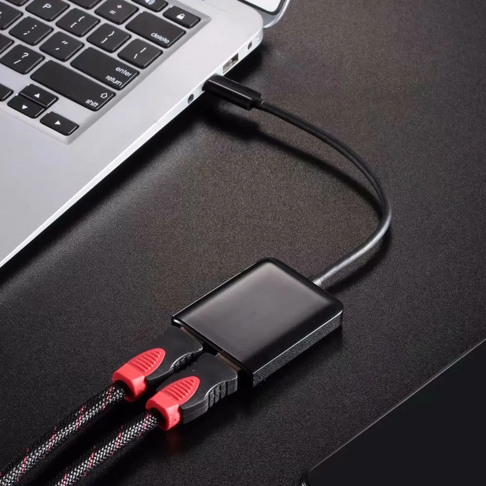 USB Tip C do Adapter HDMI Tip C 3.1 Moški Dvojni HDMI Ženski Pretvornik 4K 30Hz UHD Video Kabel za Macbook Dell