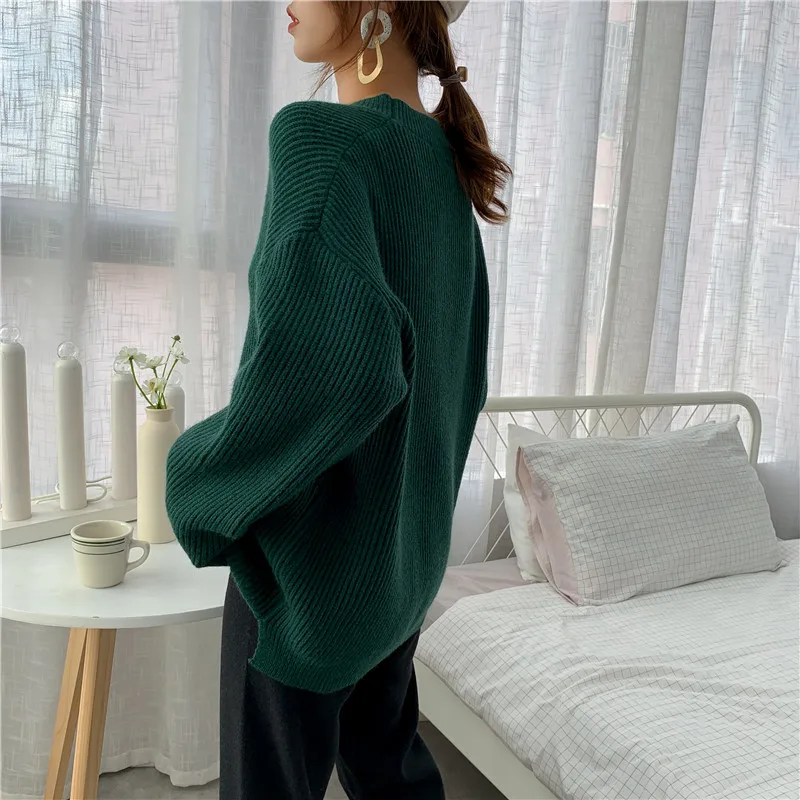 LANMREM jeseni in pozimi Novi korejski elegantna pulover ženske osnovna debel vse-tekmo kintted vrhovi za ženske oversize O-vratu YJ971