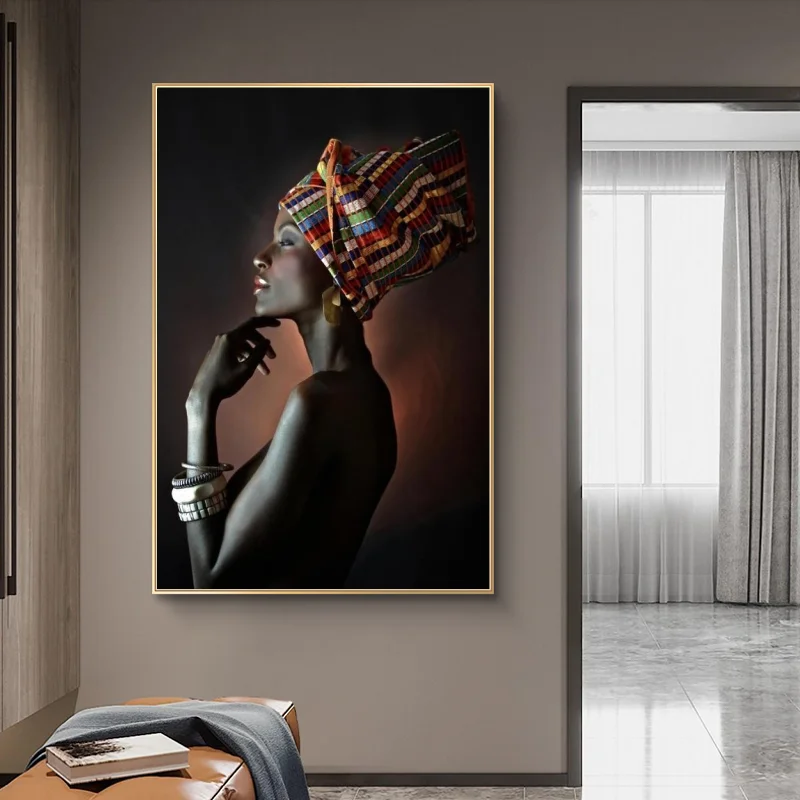 Afriške Umetnosti Črna Ženska Pokrivala Platna Slike na Steni Umetnosti Plakatov in Fotografij Platno, Slike za Dnevna Soba Dekor