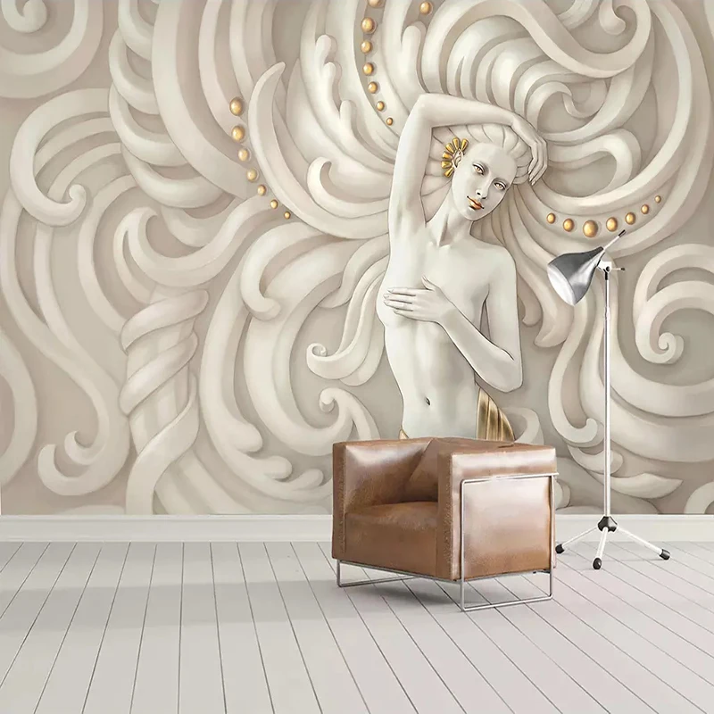 Evropski Stil 3D Relief Slika Kiparstvo Angel Foto Freske Ozadje, Dnevna Soba, Spalnica Luksuznem Hotelu Ozadje Steno 3 D Fresco