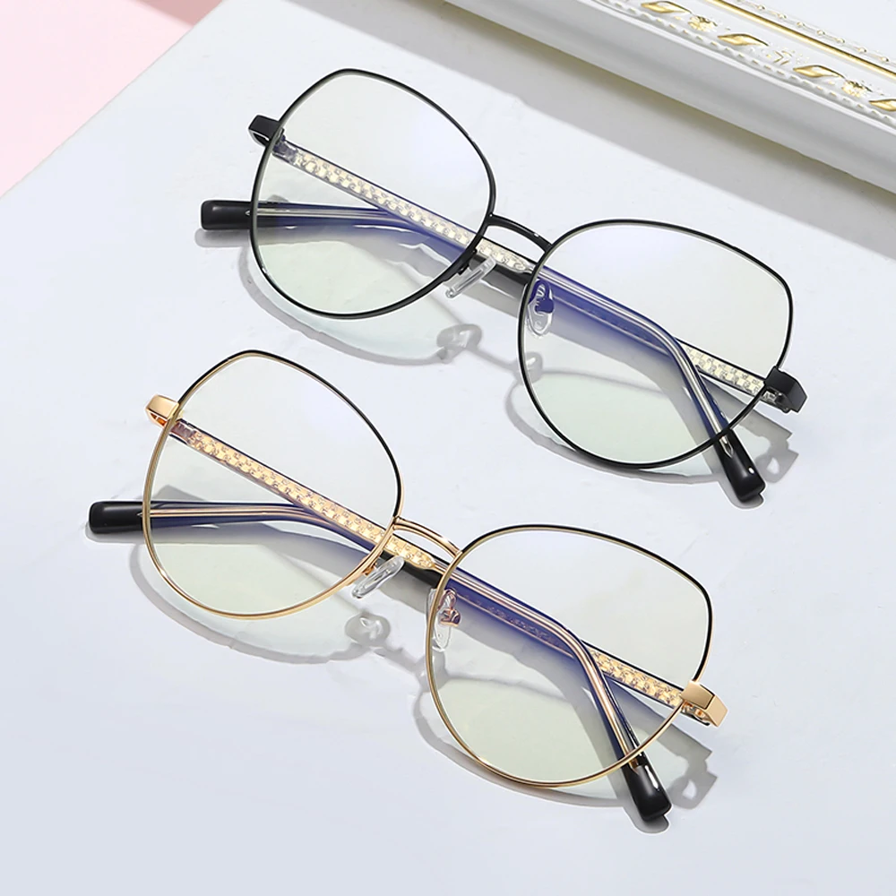 Peekaboo modra svetloba blokiranje cat eye glasses za računalnik ženske kovinski ženska očala na recept jasno objektiv zaščito za oči