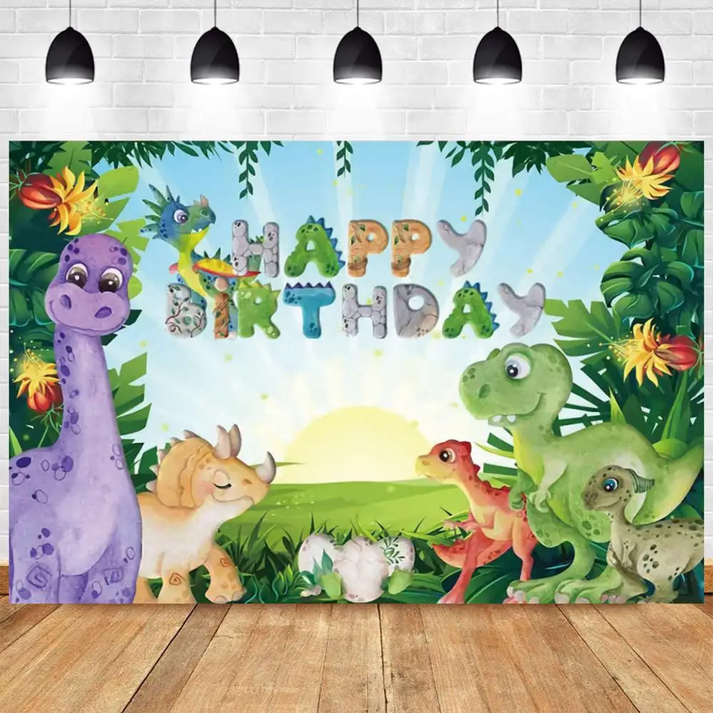 Gozd Dinozaver Fotografija Ozadje Happy Birthday Baby Tuš Stranka, Risanka Otroški Foto Ozadje Živalskem Vrtu Studio Prop Dekoracijo