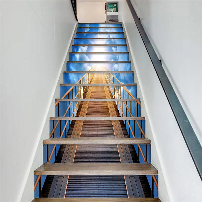PVC ozadje lestev krajine preprost 13 kosov DIY stopnice nalepke, korak nalepke, stenske nalepke
