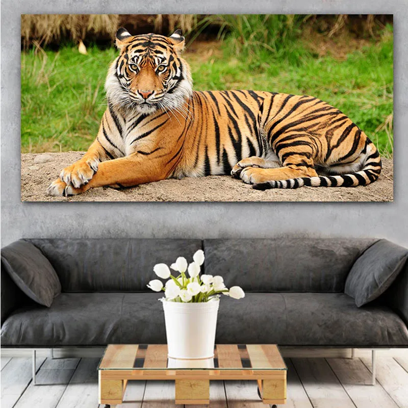 70x140cm-Sodobne Živali, Plakatov in Fotografij Wall Art Platno Slikarstvo Stensko Dekoracijo Tiger Proge Slike za dnevno Sobo