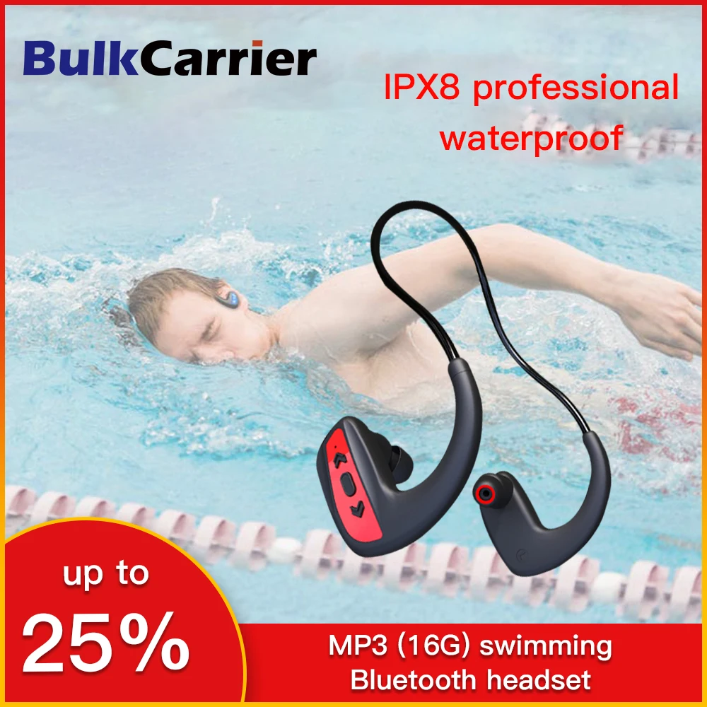 Plavanje Bluetooth Slušalke Brezžične Slušalke IPX8 Nepremočljiva Šport Čepkov Deskanje Tek 16GB Brezžične Slušalke za Mp3 Predvajalnik