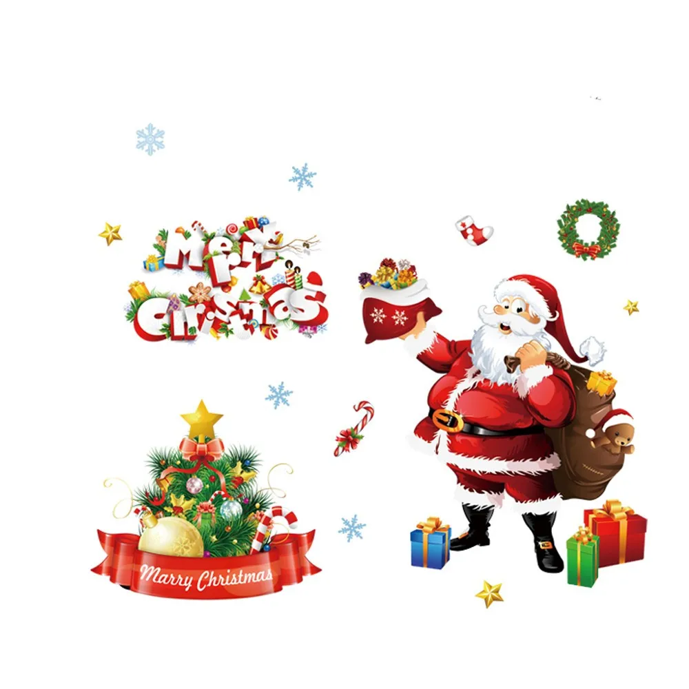 4Pcs/set Božič Santa Claus Izmenljive Stenske Nalepke Okras Steno, Stekla, Okna Okraski za Spalnico urad, trgovina Doma Dekor