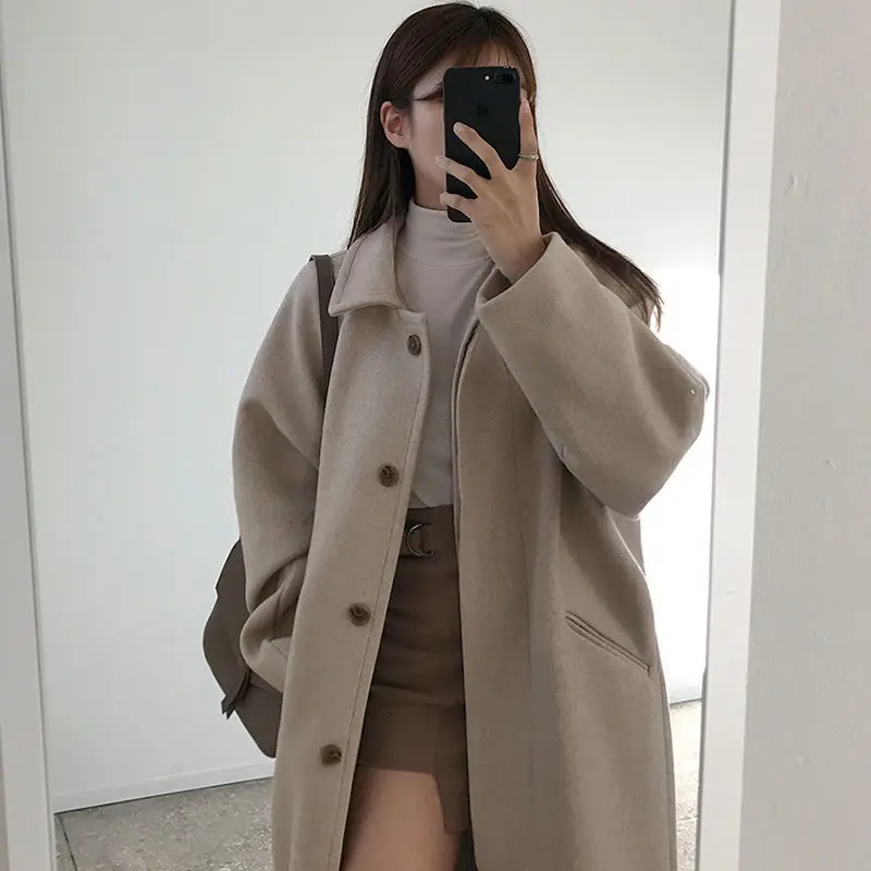 Cotday Kašmir Sivo Vroče Prodaje 2020 Dolgo Padec Ženski Pozimi Toplo Korejski Coats Mešanica Volne, Eleganten Plašč Nova Ženska Suknji