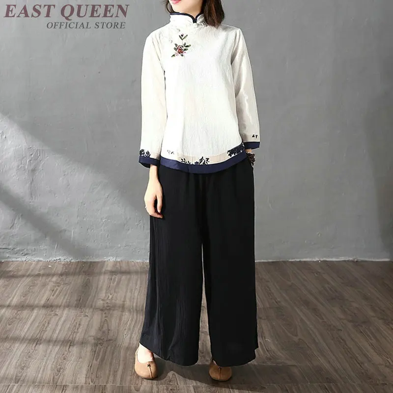 Tradicionalna kitajska bluzo majica vrhovi za ženske mandarin ovratnik orientalski perilo majica bluzo ženski zimski cheongsam vrh AA4148