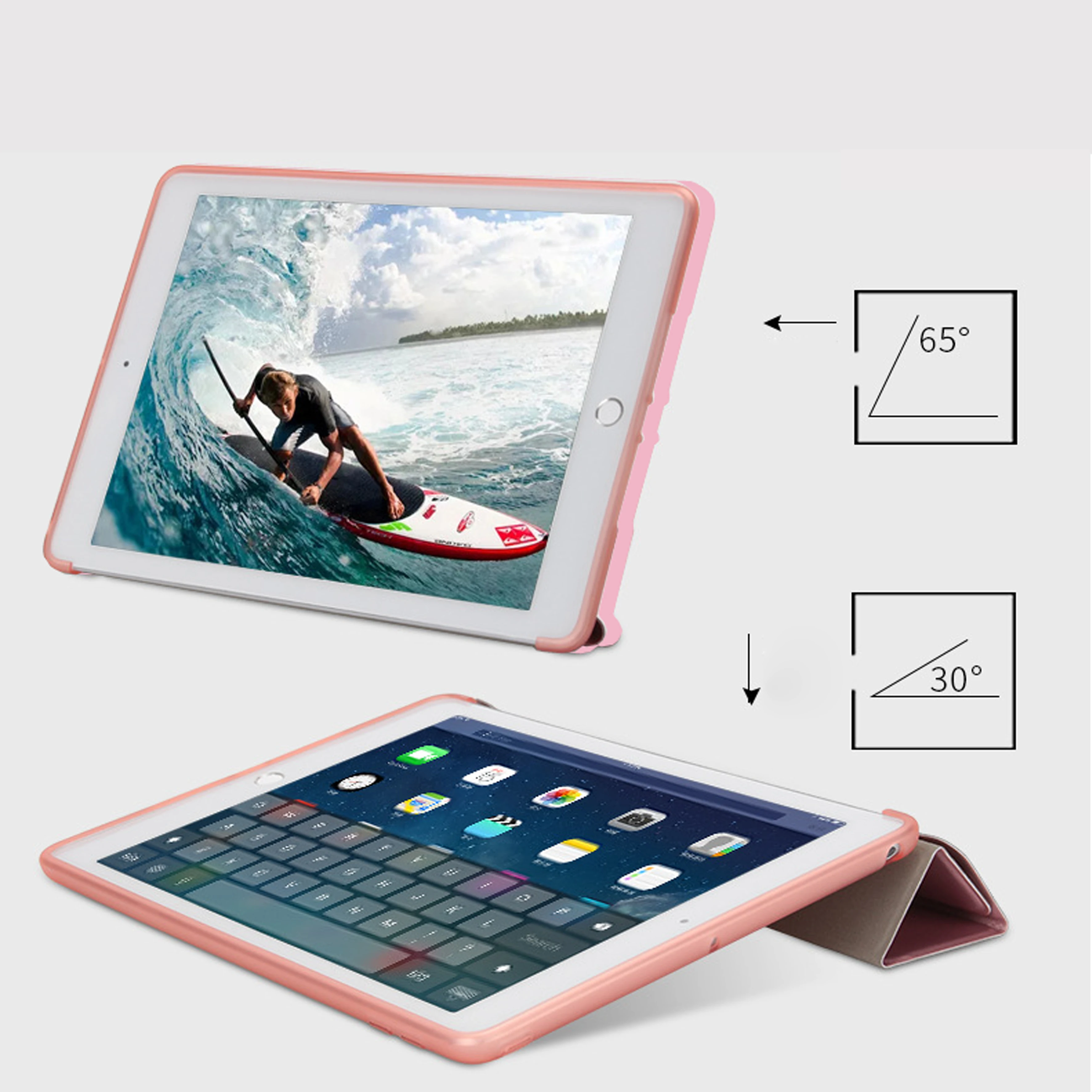 Za iPad z 9.7 Primeru Zrak 1/ Air2 Pregleden Soft Cover za iPad 6. 2017`2018 (A1822 A1823 A1893 A1954 A1566 A1567 A1474 A1475)