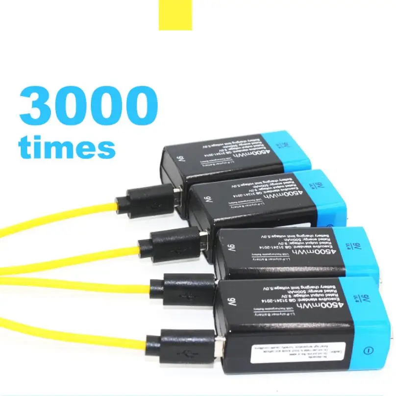 2pcs Etinesan 9V 4500mWh Litij-Li-po baterija Li-ion USB Polnilne Baterije + Usb Kabel za Polnjenje