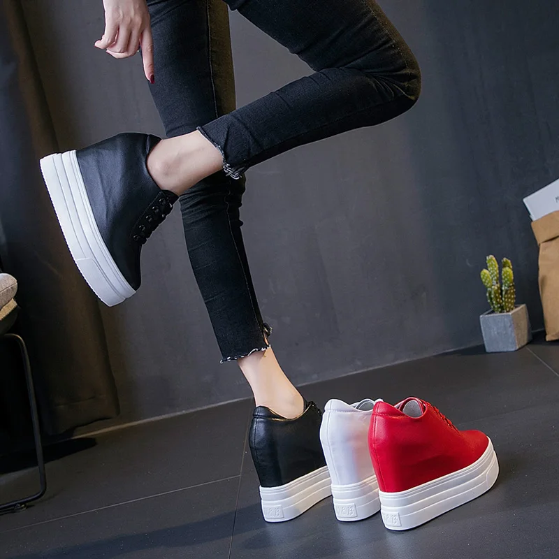 Usnje je povečalo ženske čevlje 11 cm moda, classic, priložnostne čevlji original korejska različica petah 2019 jeseni nove superge ženske