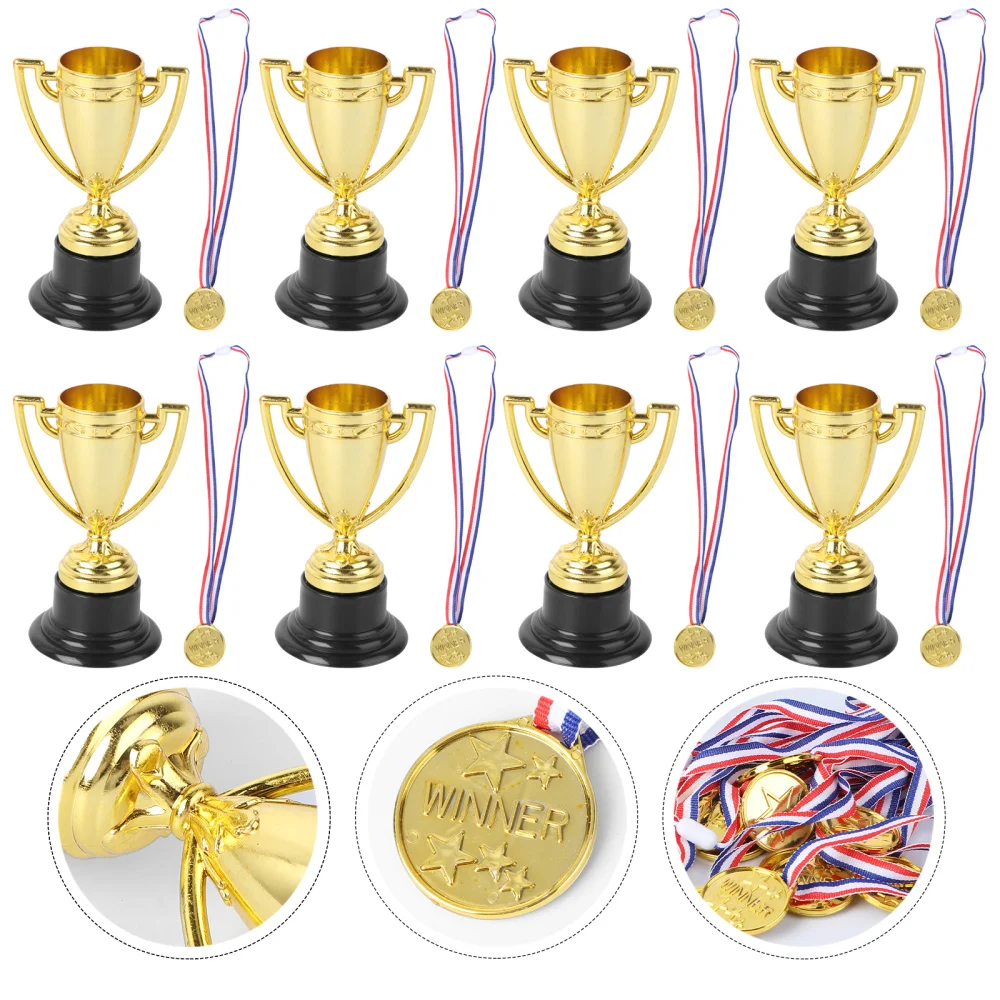 12pcs Mini Zlato Skodelice Pokal in Nagrado za Medalje, Nagrade Majhne Medalje Darilo Nagrade Pokal Igrače za Študente Šport(6pcs Trophie