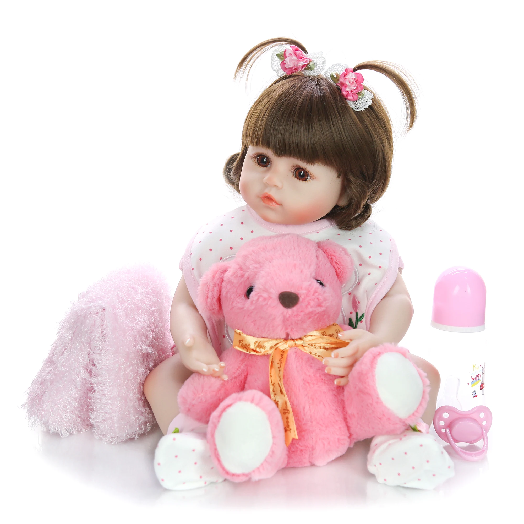 KEIUMI Nov Design 18 Inch Prerojeni Baby Doll Lepo Mehko Silikonsko Krpo Telo Realne Otroška Igrača Otrok Darilo za Rojstni dan Spanjem Zajčica