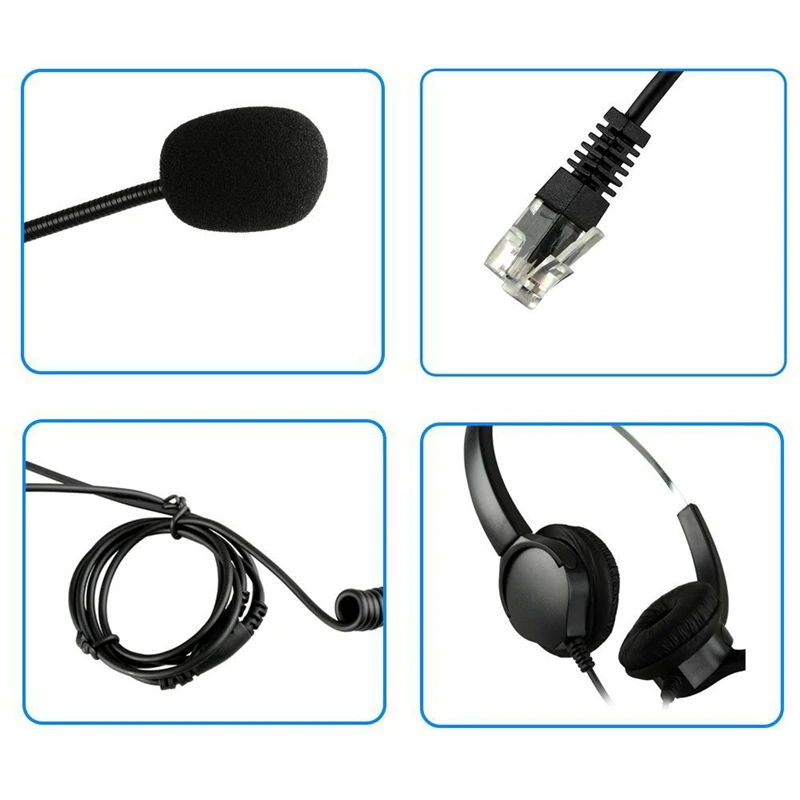 4-Pin RJ9 Hands-Free Call Center šumov Strip Binaural Slušalke Slušalke z Mikrofonom za Mizo Telefon