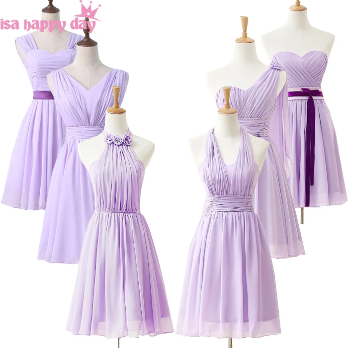 2020 skromno sivke krasijo ženske, Dekleta šifon družico princesa družice obleke svetlo vijolično obleko kratek H3845