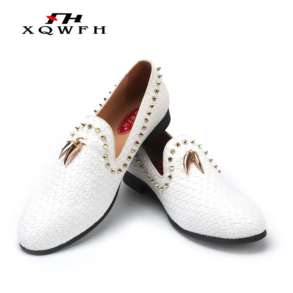XQWFH 2019 Moški Čevlji luksuzne blagovne Znamke Pletenic Usnje Priložnostne Vožnjo Čevlji Zlate Rese in Kovice za Moške Mode Loafers