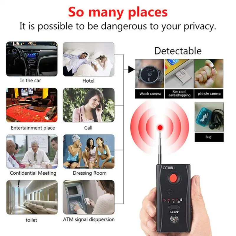 Multi-funkcijo Anti-spy Detektor Fotoaparat GSM Audio Bug Finder Signala GPS Objektiv Tracker Zazna Brezžične Fotoaparat Objektiv Naprave Finder