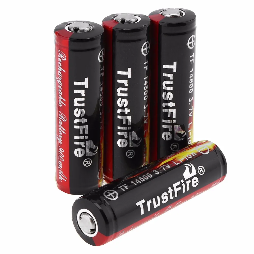 TrustFire 4pcs 3,7 V 900mAh Visoka Zmogljivost 14500 Li-ionska Baterija za Polnjenje z Zaščiteno PCB za LED Svetilke / Žarometi