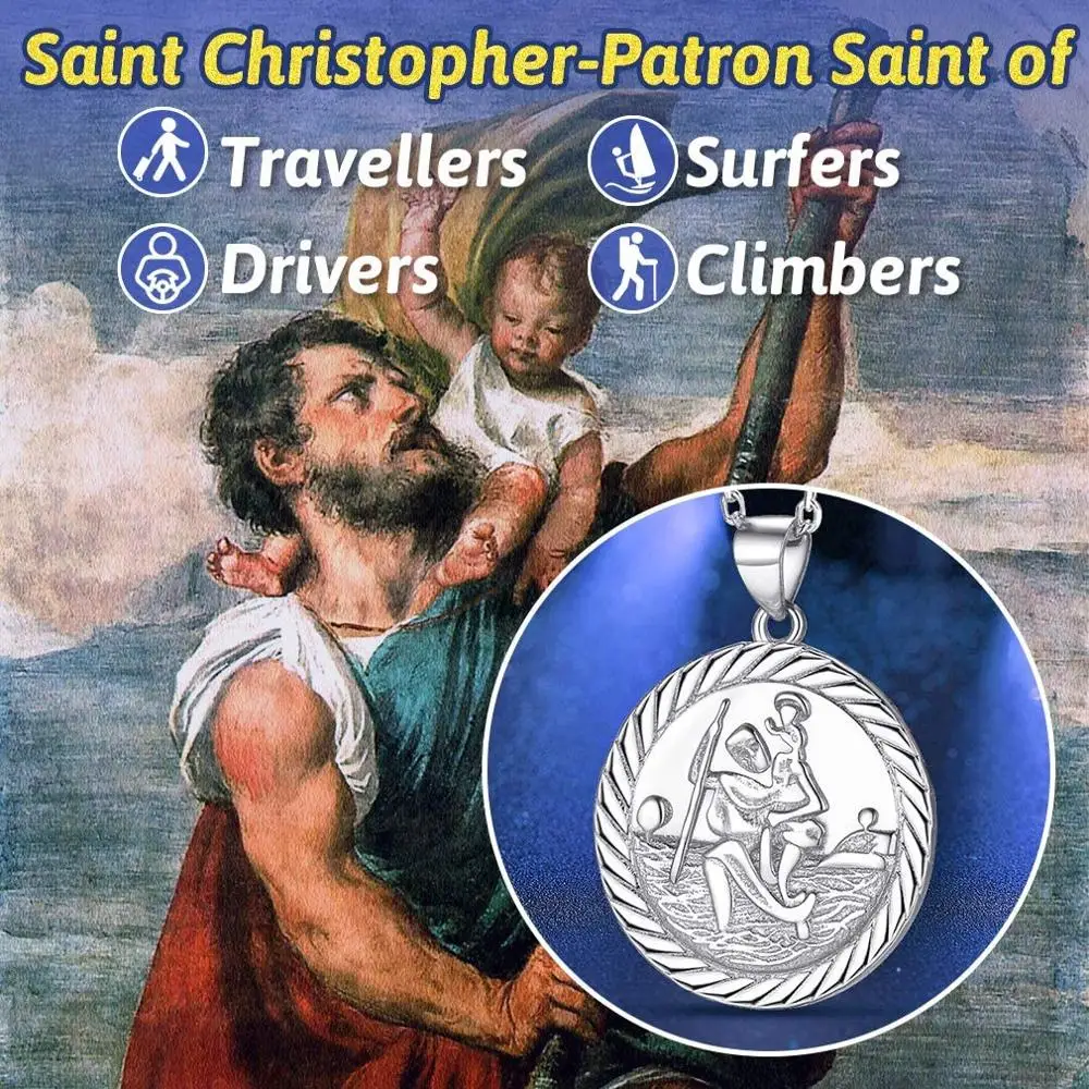 U7 Saint Kitts Medaljo Ogrlica Sterling Srebrni Obesek Ogrlica Verski Krščanski Nakit Kovanec čarobne gumbe za Ženske, Moške P107