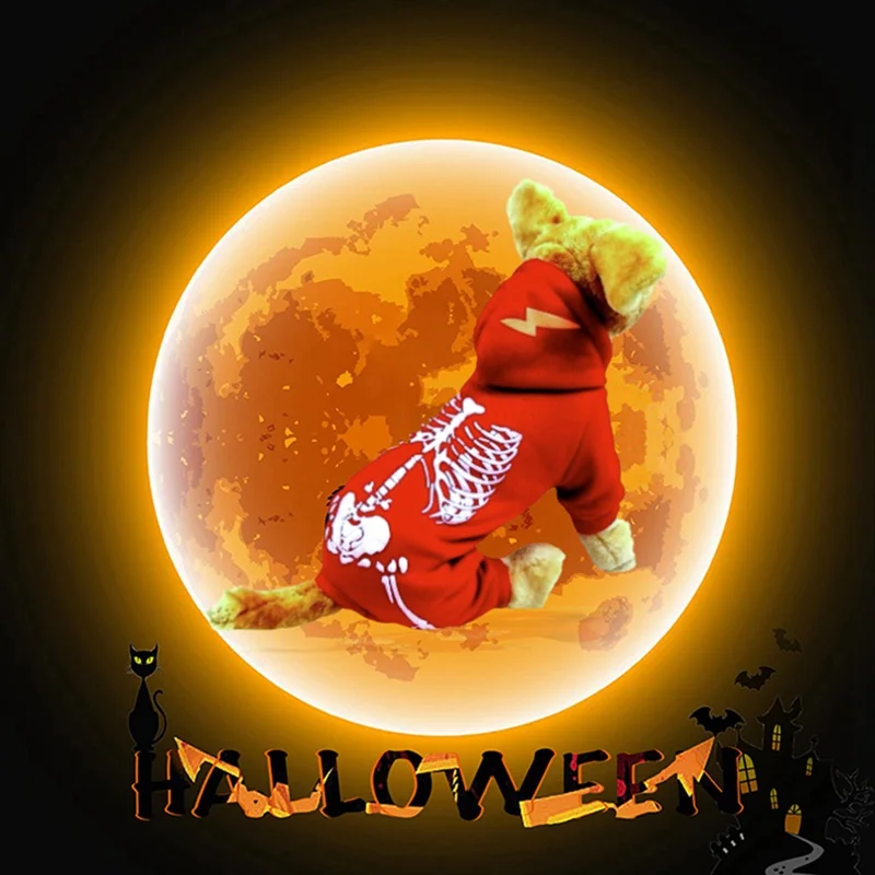 Pet Halloween Obleko Novost Pes Stranka Obleko gor Krpo Svetlobna Okostje Hoodie Kostume, Smešno Živali, Dekoracijo Najnovejše Oblačil