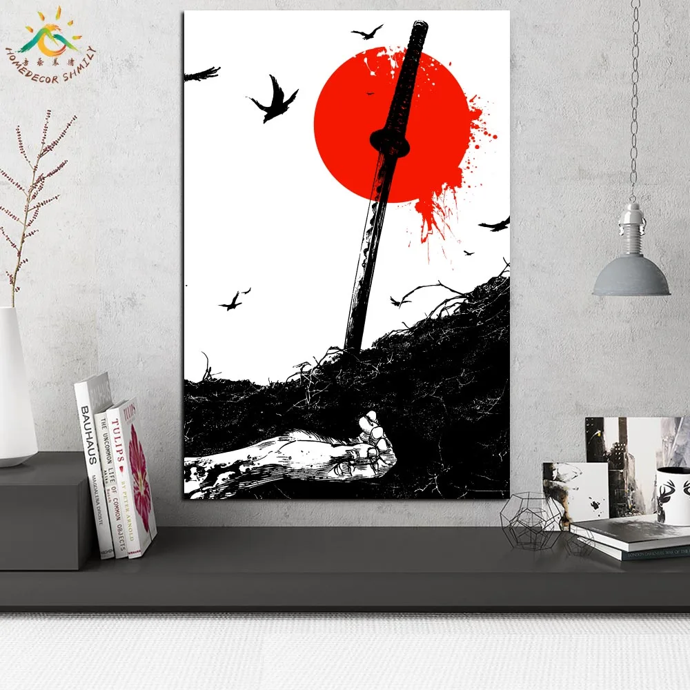Mrtev Samuraji Meč Moderne Stenske Umetnosti Tiskanja Pop Art Plakatov in Fotografij Pomaknite se Natisne Platno Slikarstvo Stenske Slike za dnevno Sobo