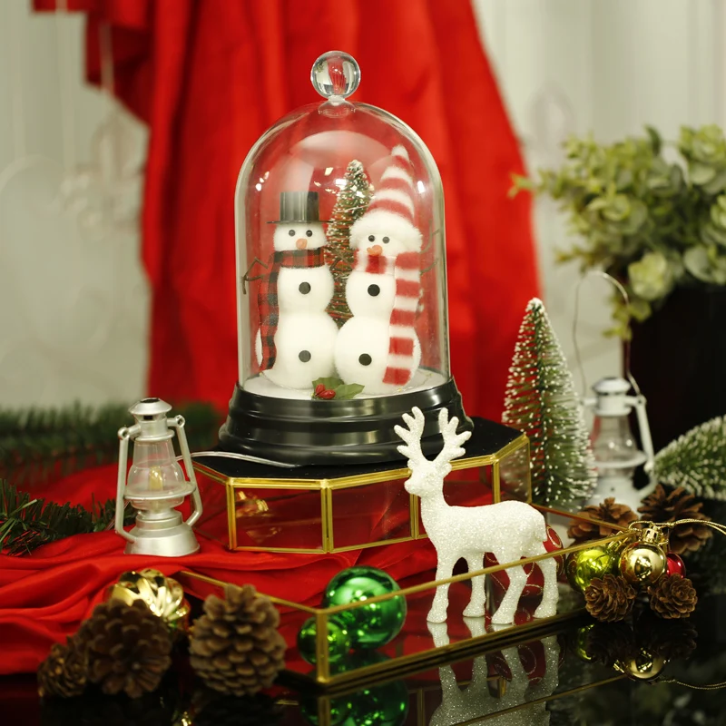 Snjegović Božič Nekaj Lutka V Akril Dome Stolp Z Led Niz Luči Drevo Božič Ornament Igrača Darilo Bar Družino Predstavitev Okno