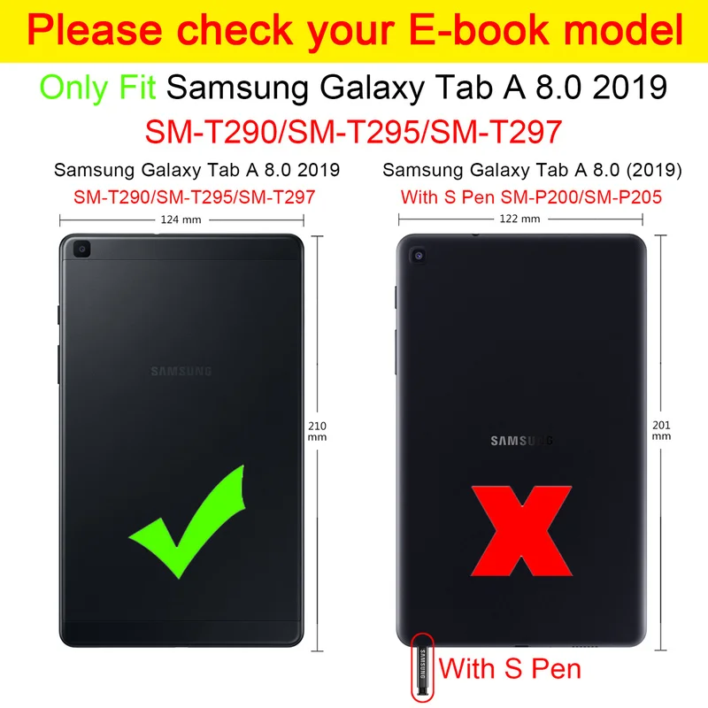 Tiskane pokrov ohišje za Samsung Galaxy Tab A 8.0 SM T290 T295 T297 2019 zavihku 8 zaščitna kožo PU usnje ohišje +darilo