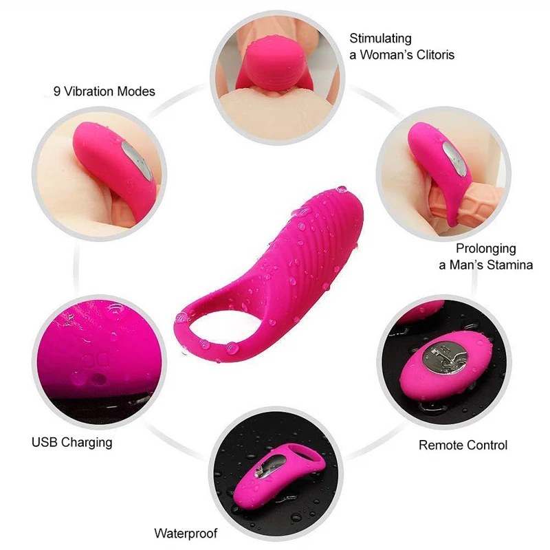 Tesnilo na Kurac Erekcijo Obroč Daljinski upravljalnik 9-Speed Obroči na Penis, Vibrator Medicinskega Silikona Nepremočljiva Erotično Blaga Sex Shop