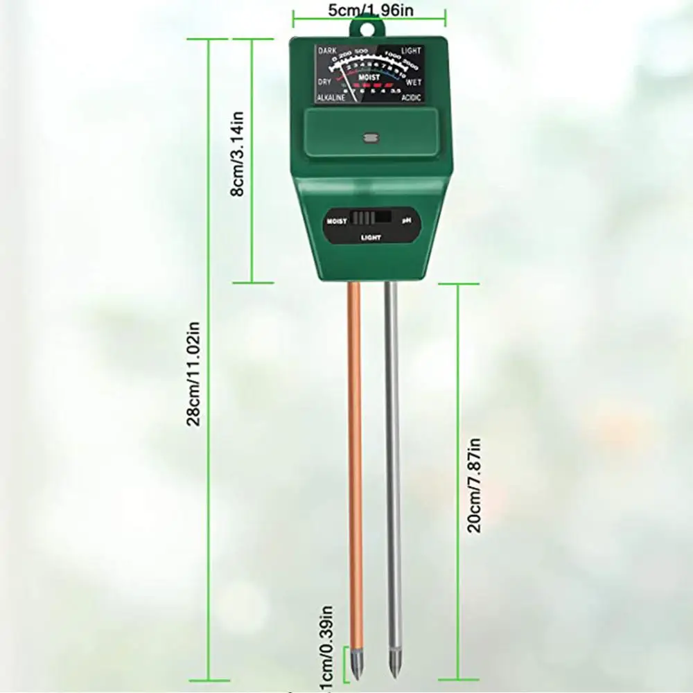 3 V 1 Digitalni PH Meter Tal, Temperatura Vlažnost Tester PH Vlage Ankete Za Vrtne Rastline Dnevne Svetlobe Meter Zaslon