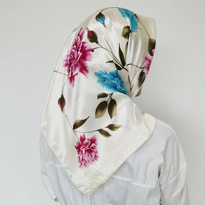 90*90 cm Modno Ruto Saten Svila Vratu Šal Za Ženske Tiskanja Hidžab Šali Ženski Kvadratnih Šali In Obloge Rute Za Lady
