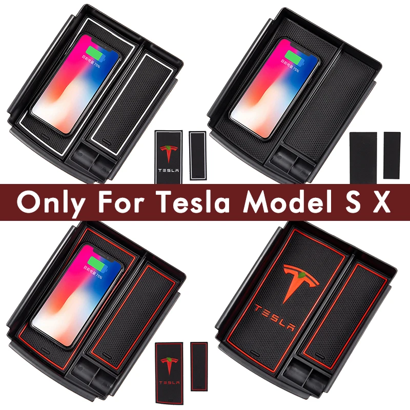Konzola Škatla za Shranjevanje Brezžični Polnilnik za Tesla Model S X Avtomobilski Telefon Vrata USB sredinski Konzoli, Intelligent Auto Hitro Polnjenje Modeli
