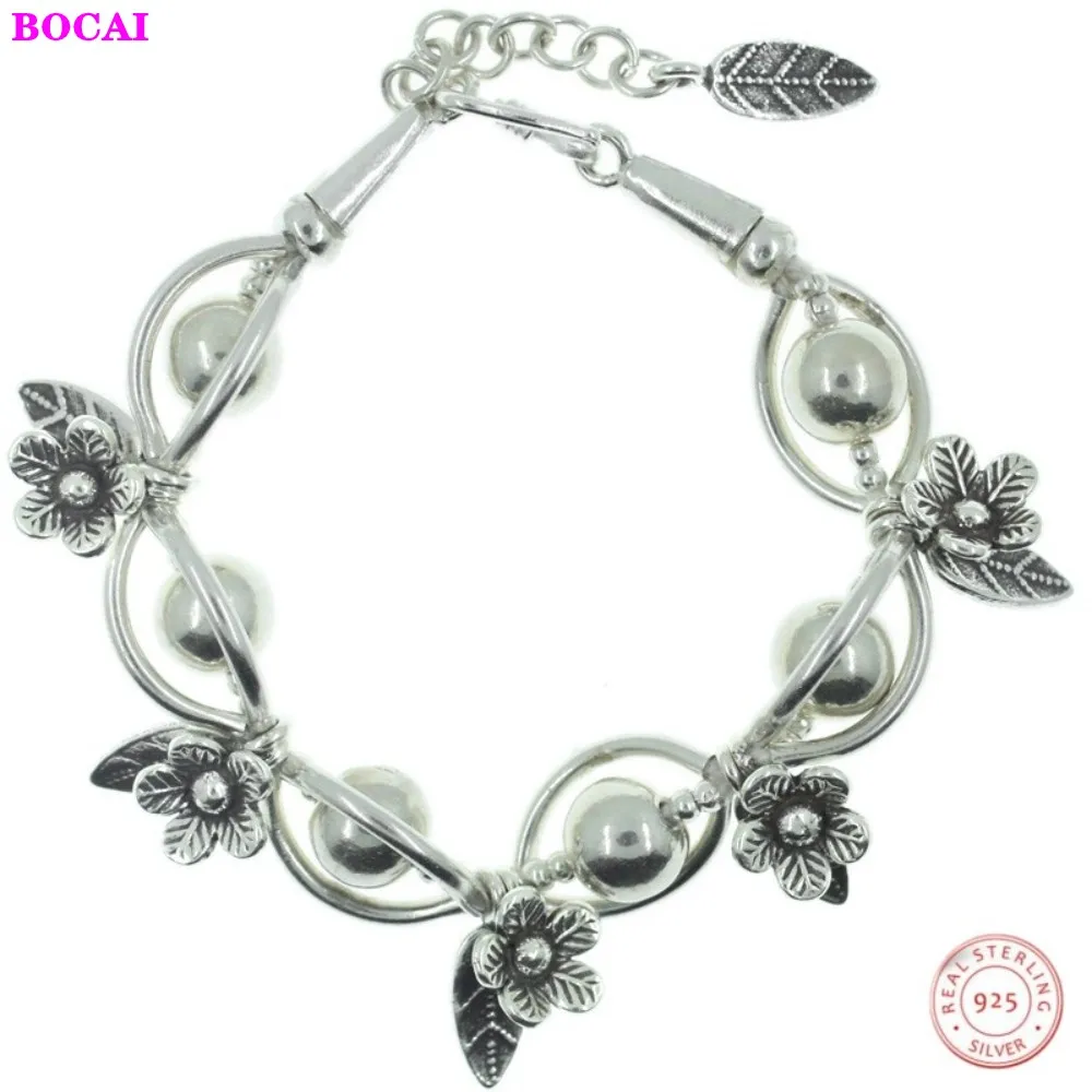 BOCAI s925 sterling srebrna zapestnica za ženske Tajski srebro ročno ročno Tkane ženski strani verige 2021 priljubljen modni nakit