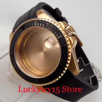 Vse Rose Zlata Oplemenitena 40 mm Watch Primeru, fit NH35A NH36A gumico Vrtljivo Ploščo Vstavite Brušeno
