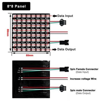 WS2812B RGB 5050 SMD Prilagodljiv šahovnica z 8 × 8 16x16 8x32 Pixel Ploščo Matrix Zaslon WS2812 IC Led Modul Individualno Naslovljive 5