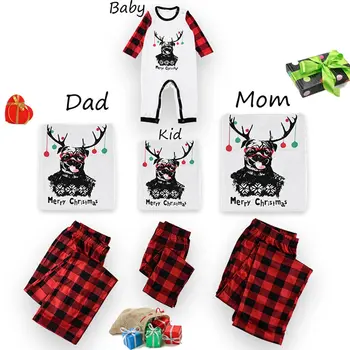 2020 Božič Družinski Pižamo Oblačila Sklop Santa Claus Družino Ujemanje Oblačila Božič Odrasli Otroci Pižame komplet Dojenček Romper Sleepwear