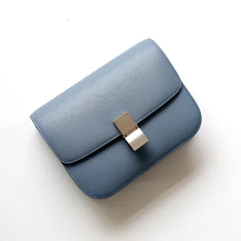 Tovarniško Pravega Usnja Ženske Vrečko Luksuzni Design Torbici Znana blagovna Znamka Modnih Preprost Roza Crossbody Tofu Vrečko za Ženske do leta 2020 Modra
