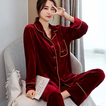 FZSLCYIYI korejski Ujemanje Žamet Par Pižamo Nastavite Odraslih Ljubimec Sleepwear Pižamo Oblačila Pozimi Srčkan Par Pižame Za Družino