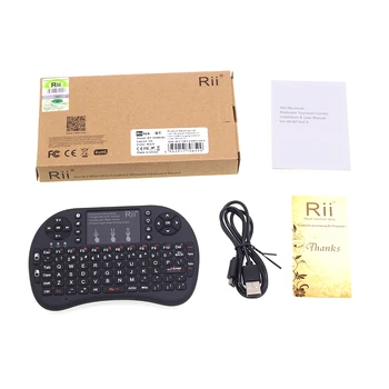 Rii i8+ Osvetljen Mini Tipkovnico Bluetooth Zraka Miško z Sledilno ploščico za Mini PC Android TV Box Prenosni Projektorji Wireless Mouse