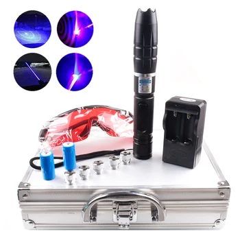 Burnable modra laserja visoke moči ignitable cigaret / lahka komar trak / s polnilnik + baterija + laser glavo + očala + box
