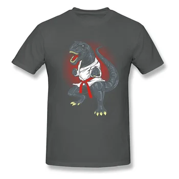 Karate T-Rex Zmaj Tiskanja Moških Kul T-shirt Modni Črno Tee Srajce Plus Velikost Priložnostne Slog, Hip-hop-Kratek Rokav Obleke