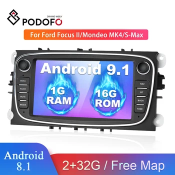 Podofo 2 din Android 8.1 Avto Radio Multimedijski Predvajalnik, GPS Autoradio 2din Za FORD/Focus II/Mondeo MK4/S-Max/Galaxy/C-Max/Kuga