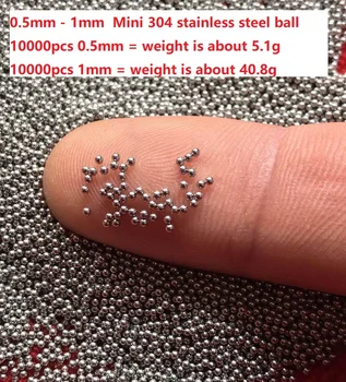 10000pcs/veliko mini natančnost Dia 0.5 mm 0,6 mm 0,7 mm 0,8 mm 0,9 mm 1 mm mini 304 nerjaveče jeklene kroglice ležaja žogo